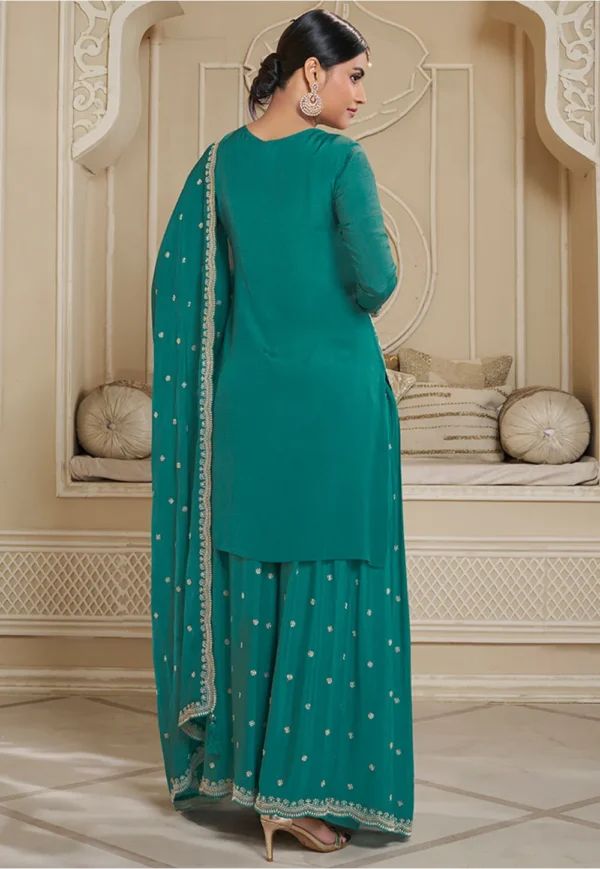 Embroidered chinon chiffon Pakistani suit festive wear back view